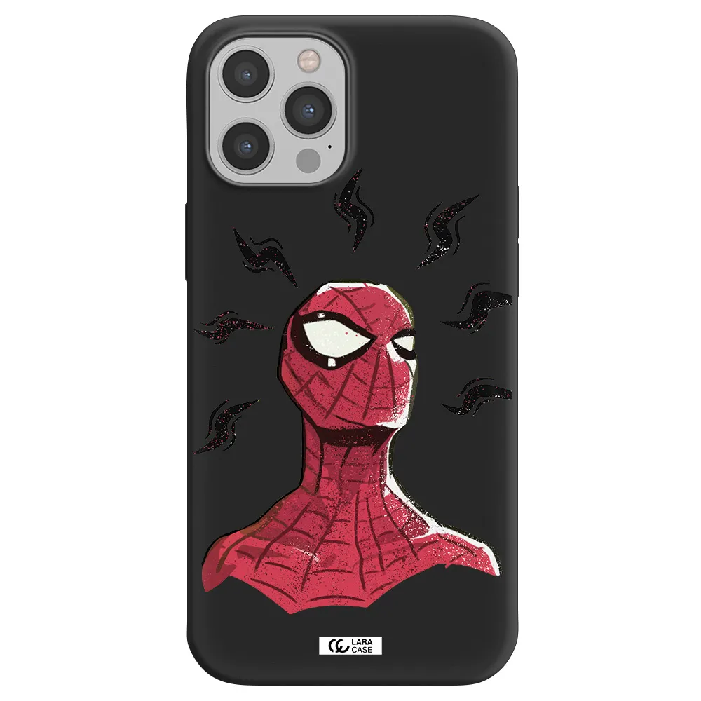 a cartoon of a red spider man Apple iPhone 12 pro max Silicone black Case
