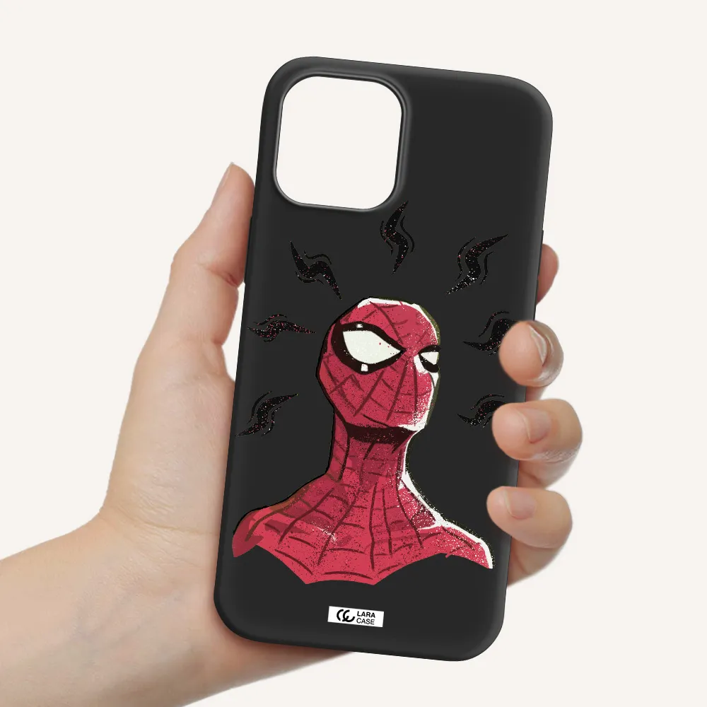 a cartoon of a red spider man Apple iPhone 12 pro max Silicone black Case