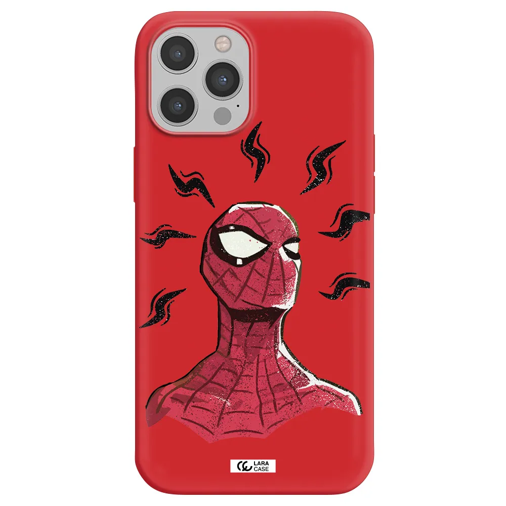 a cartoon of a red spider man Apple iPhone 12 pro max Silicone Imperial Red Case