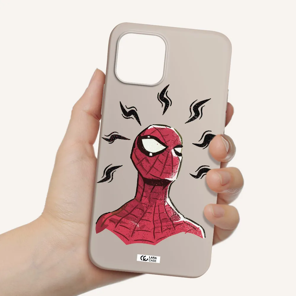 a cartoon of a red spider man Apple iPhone 12 Silicone Stone Case