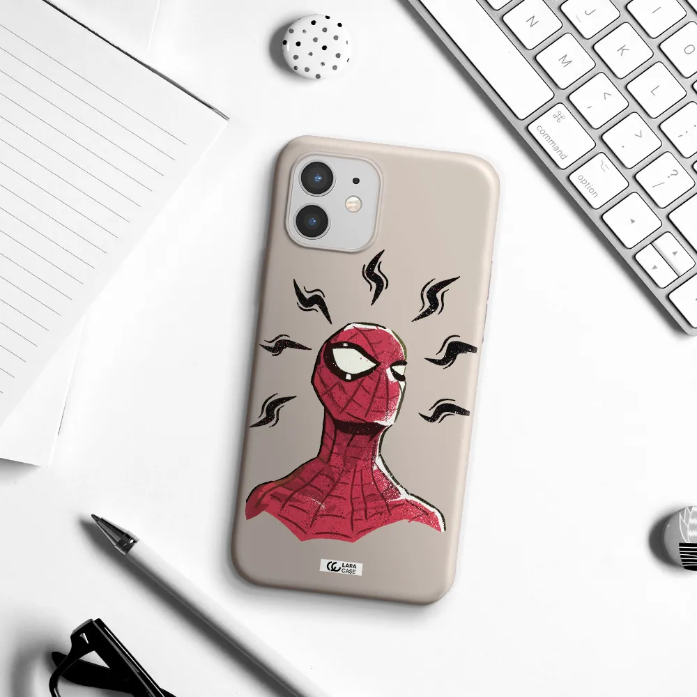 a cartoon of a red spider man Apple iPhone 12 Silicone Stone Case