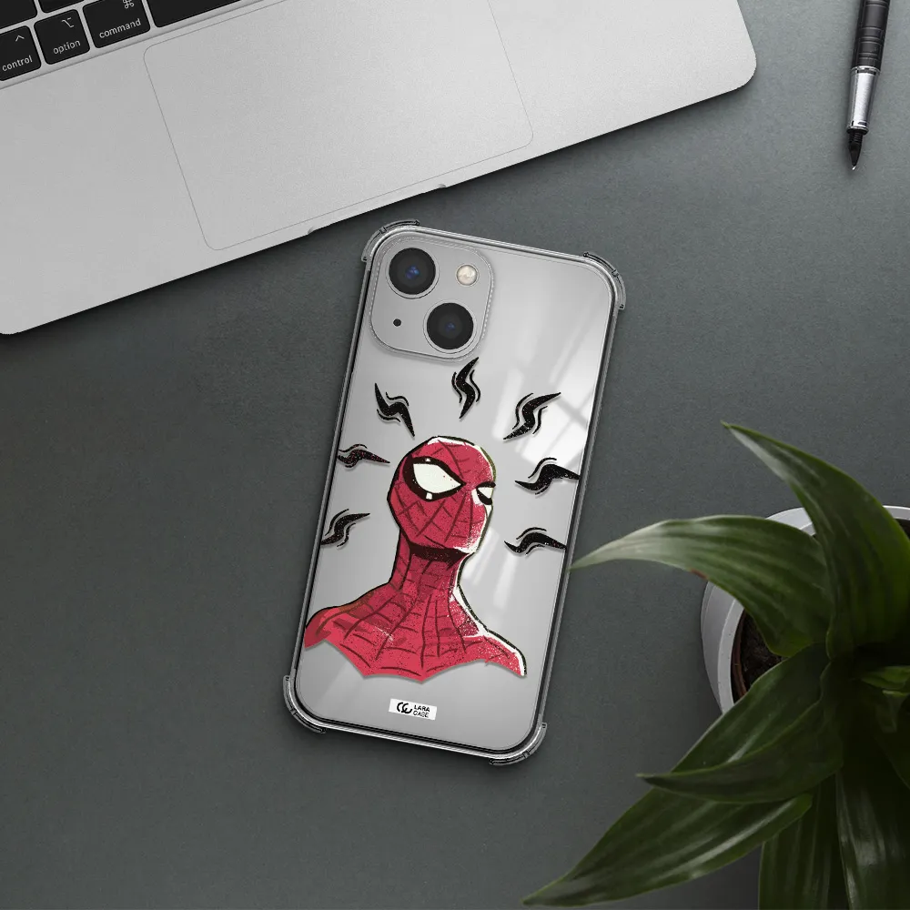 a cartoon of a red spider man Apple iPhone 13 Clear PC Case