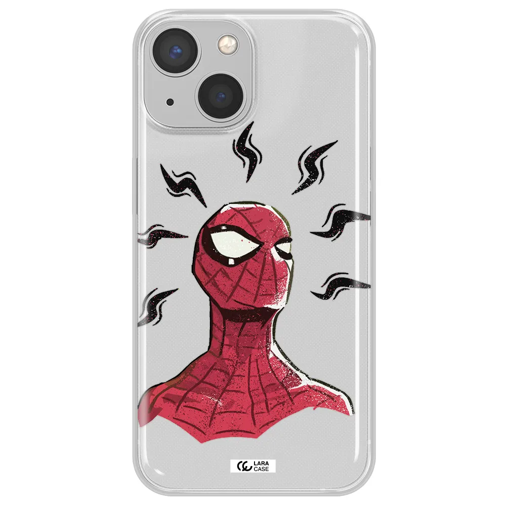 a cartoon of a red spider man Apple iPhone 13 Clear TPU Case