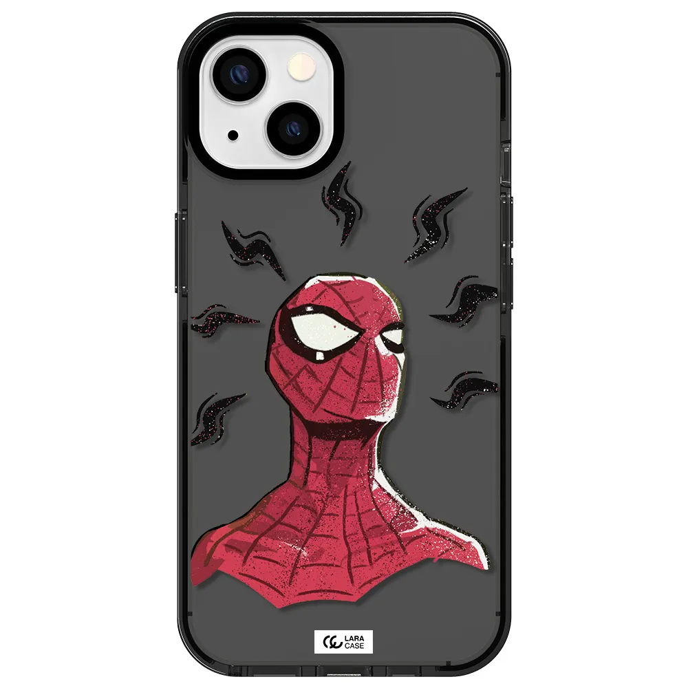 a cartoon of a red spider man Apple iPhone 13 impact Smoke Black Case