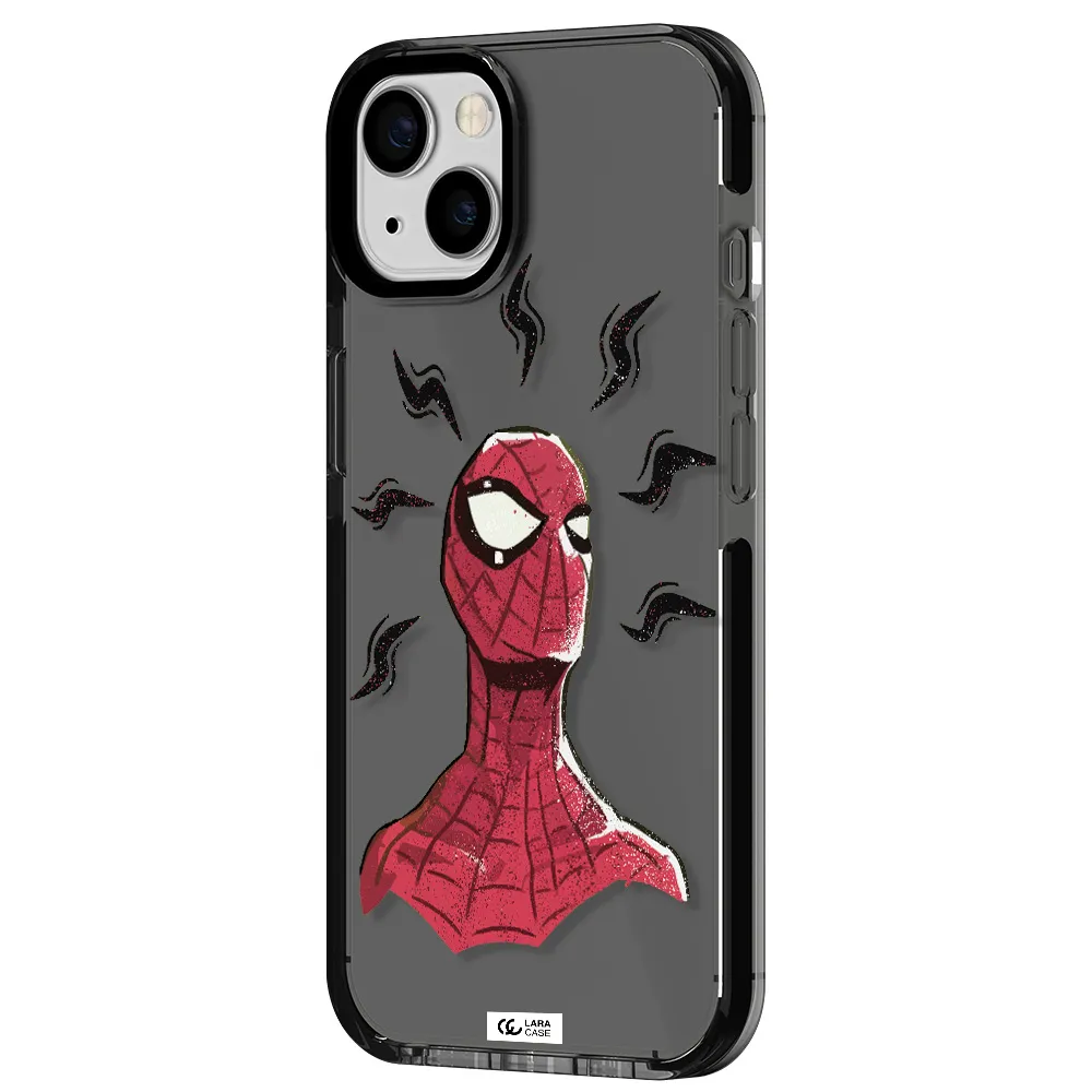 a cartoon of a red spider man Apple iPhone 13 impact Smoke Black Case
