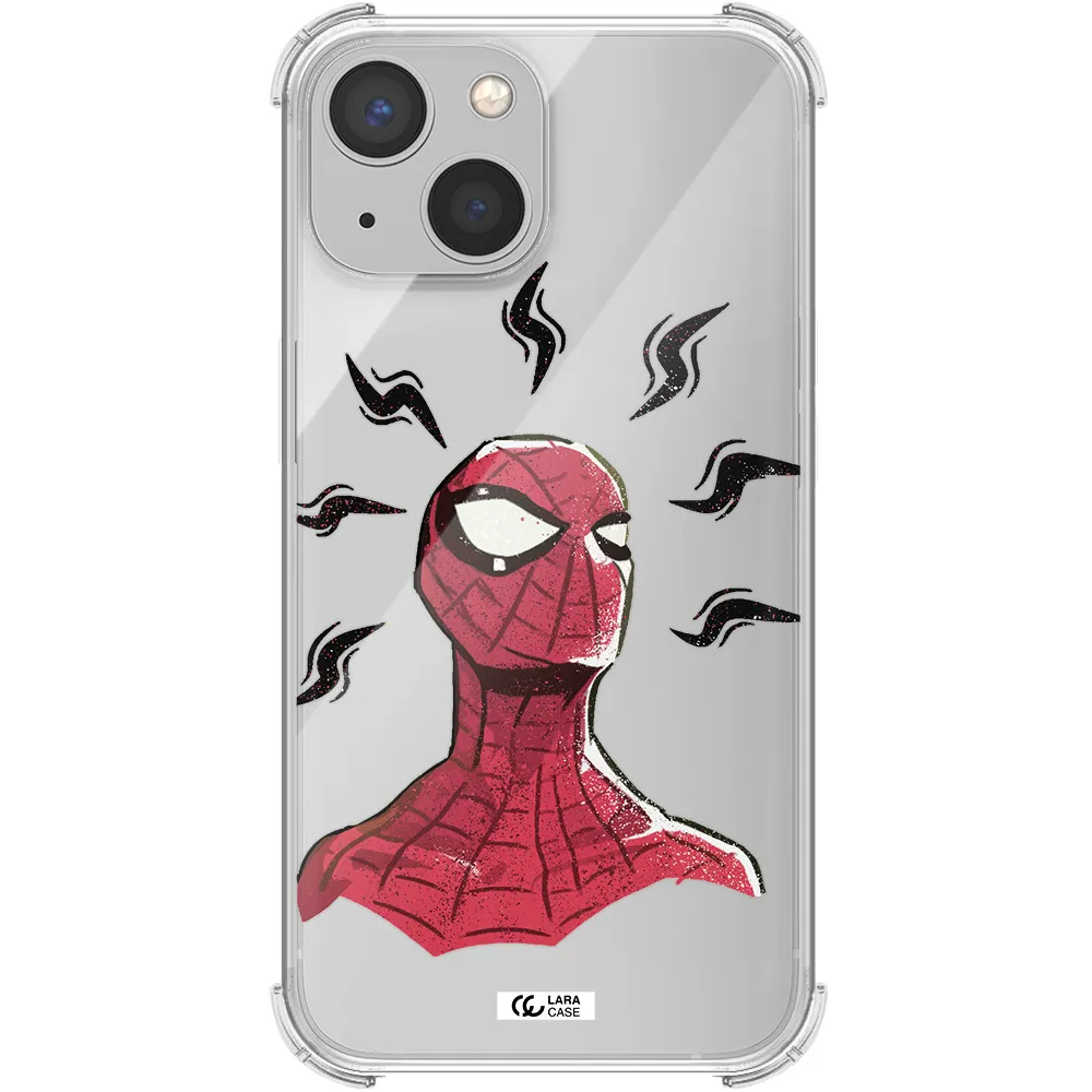 a cartoon of a red spider man Apple iPhone 13 mini Clear PC Case