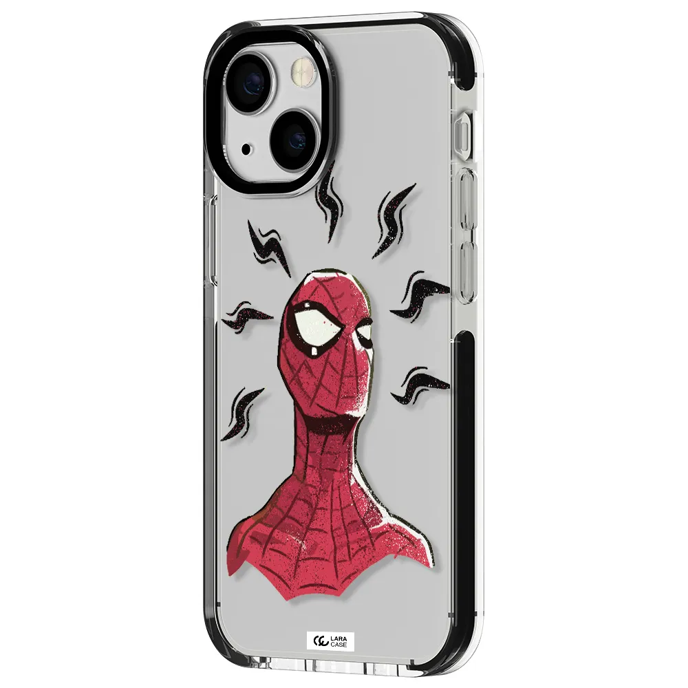 a cartoon of a red spider man Apple iPhone 13 mini impact black border Case