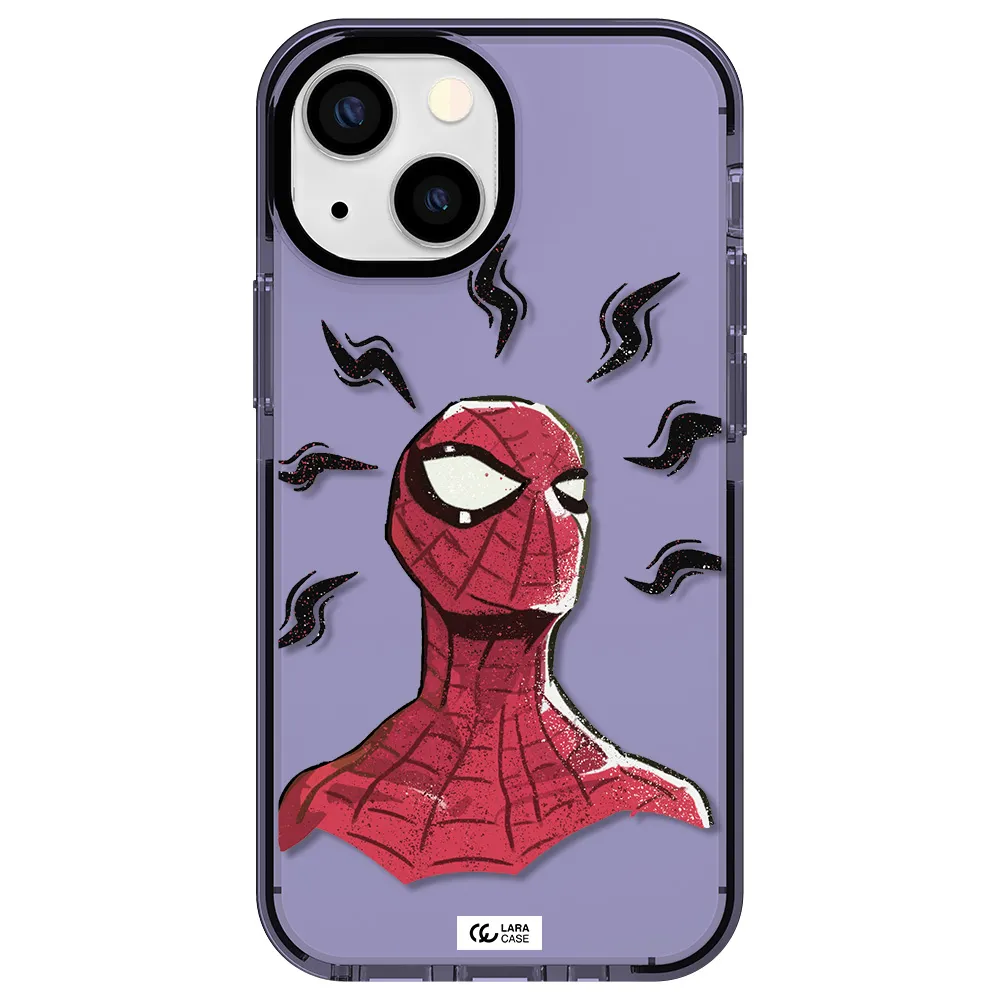 a cartoon of a red spider man Apple iPhone 13 mini impact Lilac Case