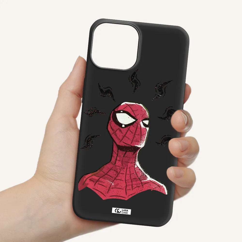 a cartoon of a red spider man Apple iPhone 13 mini Silicone black Case