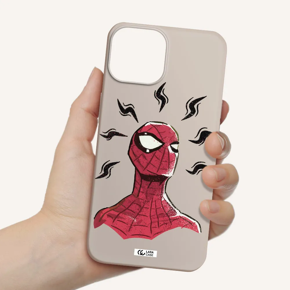a cartoon of a red spider man Apple iPhone 13 mini Silicone Stone Case