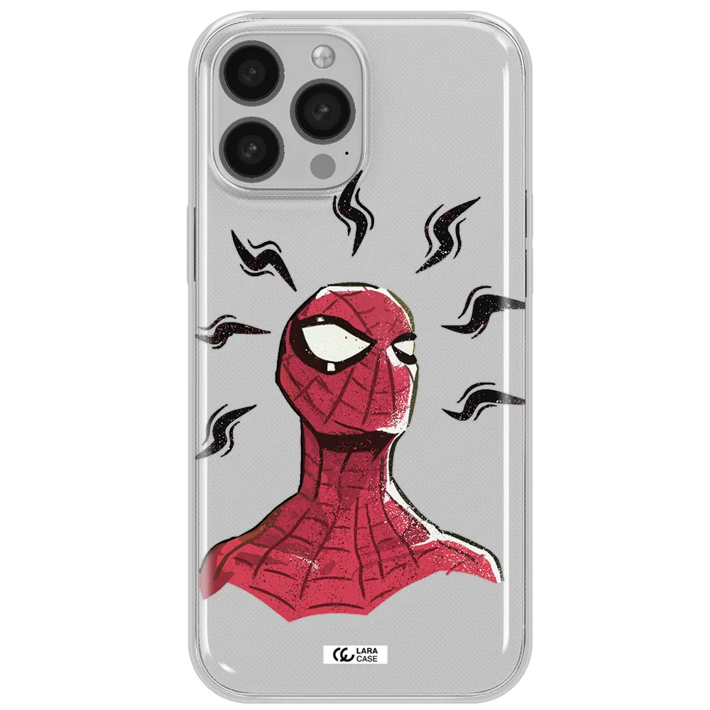 a cartoon of a red spider man Apple iPhone 13 Pro Clear TPU Case
