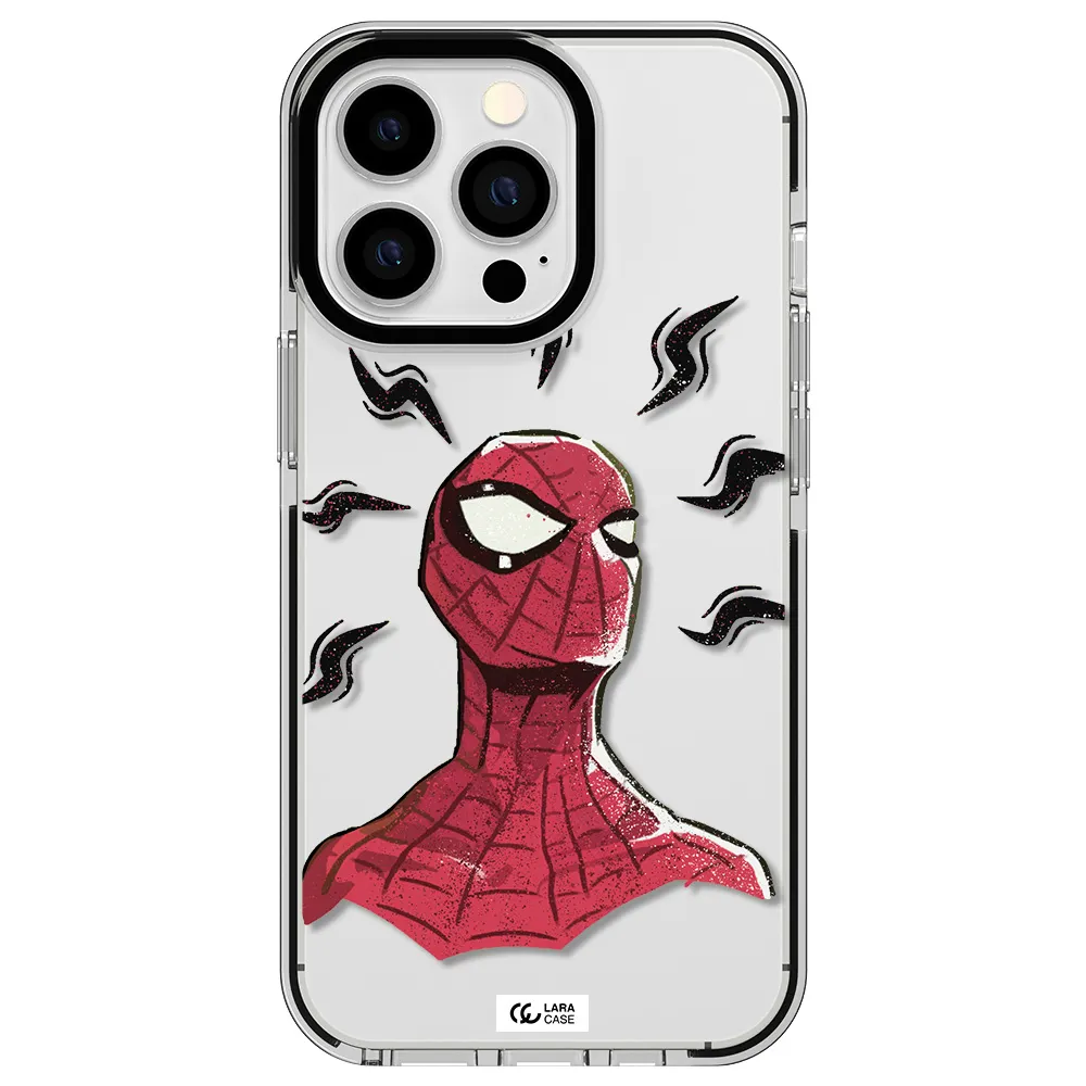 a cartoon of a red spider man Apple iPhone 13 Pro impact black border Case