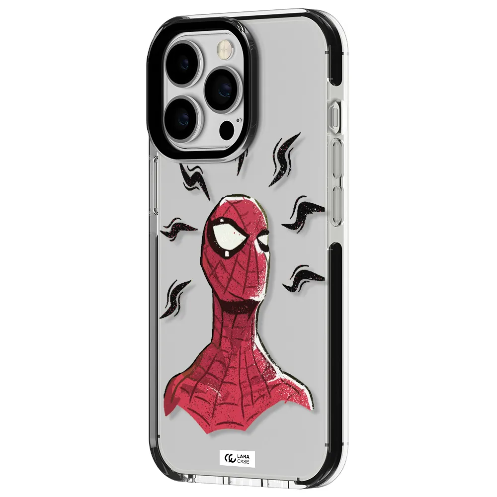 a cartoon of a red spider man Apple iPhone 13 Pro impact black border Case