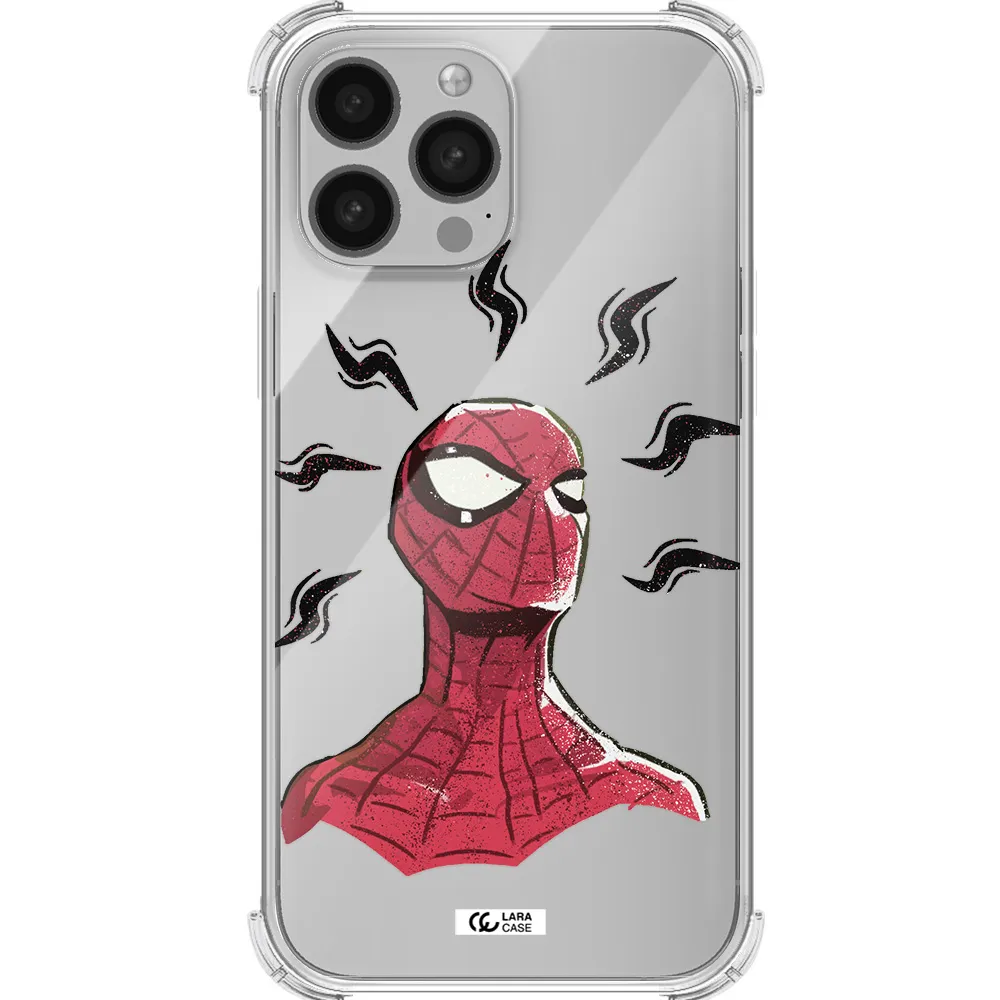 a cartoon of a red spider man Apple iPhone 13 Pro Max Clear PC Case