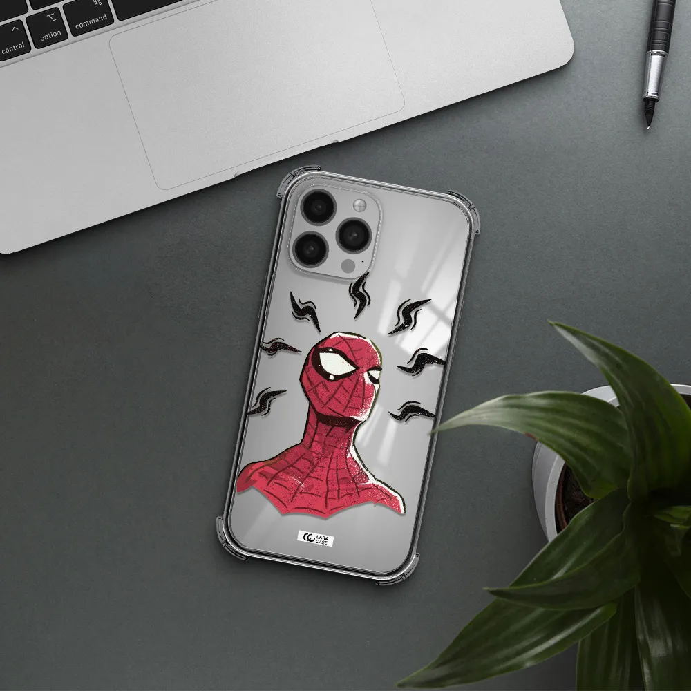 a cartoon of a red spider man Apple iPhone 13 Pro Max Clear PC Case