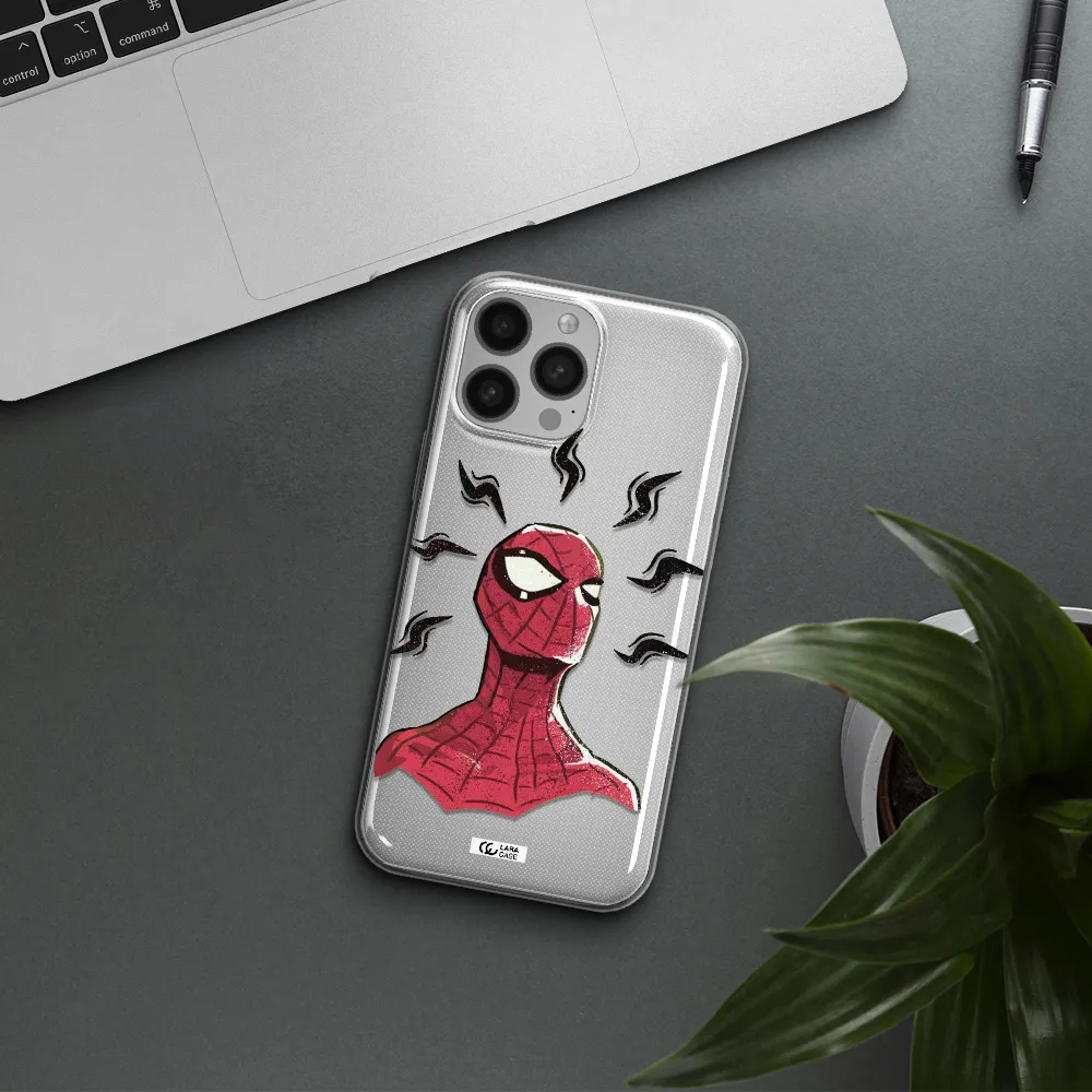 a cartoon of a red spider man Apple iPhone 13 Pro Max Clear TPU Case