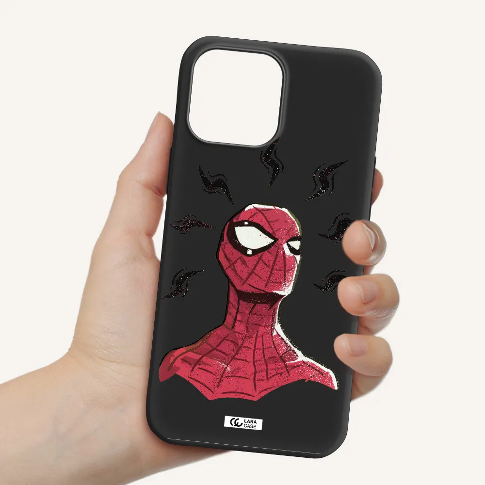 a cartoon of a red spider man Apple iPhone 13 Pro Max Silicone black Case