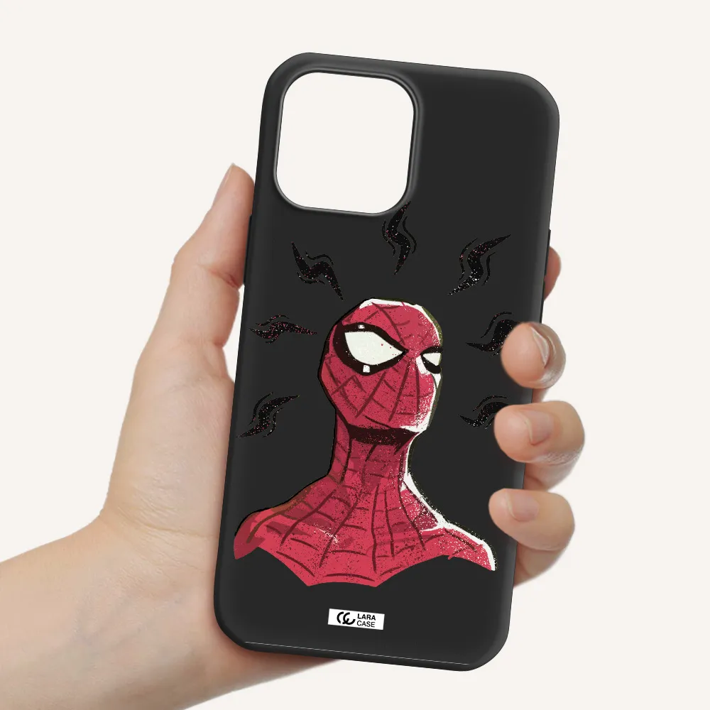 a cartoon of a red spider man Apple iPhone 13 Pro Silicone black Case