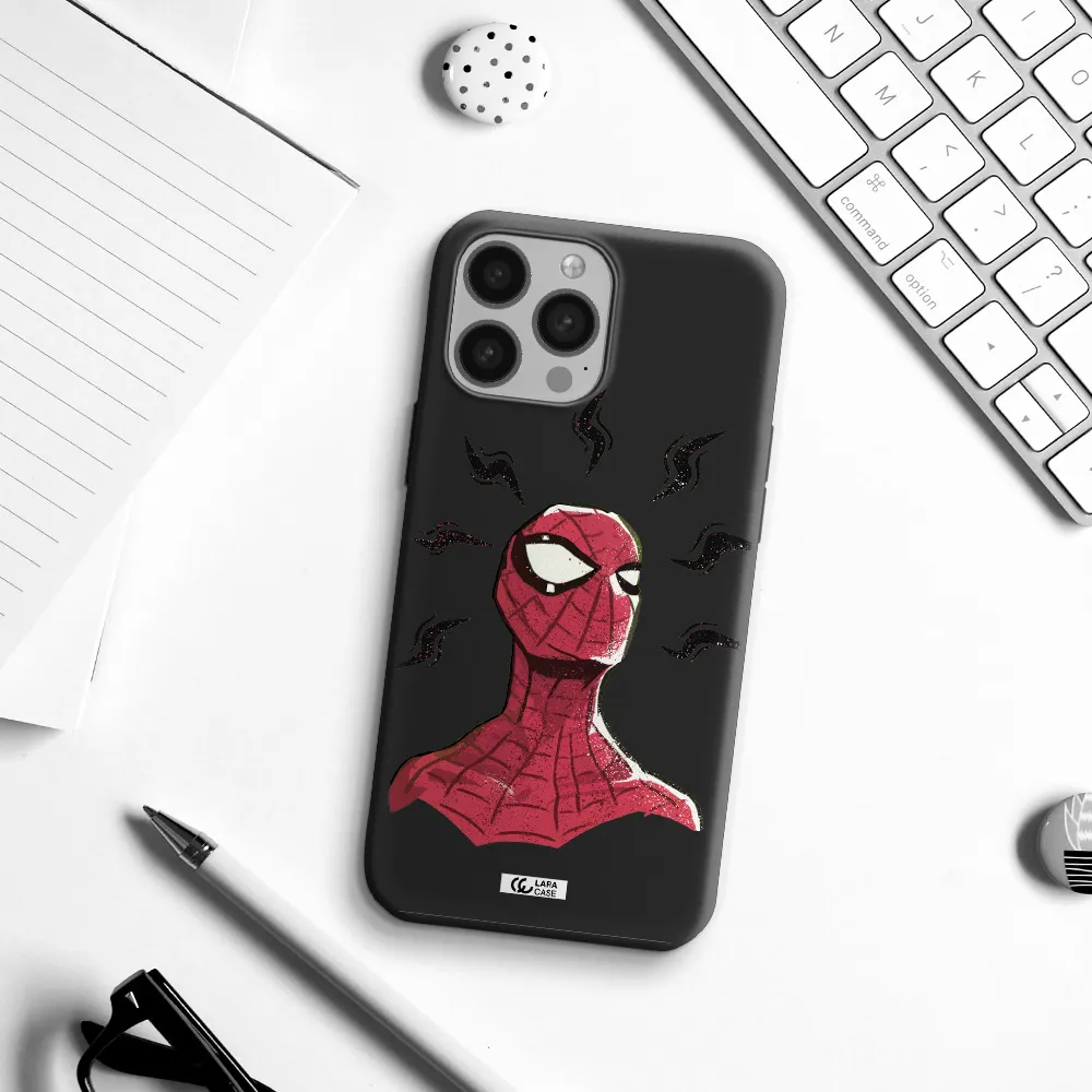 a cartoon of a red spider man Apple iPhone 13 Pro Silicone black Case