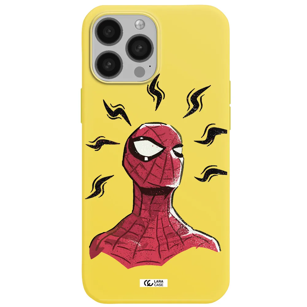 a cartoon of a red spider man Apple iPhone 13 Pro Silicone canary yellow Case
