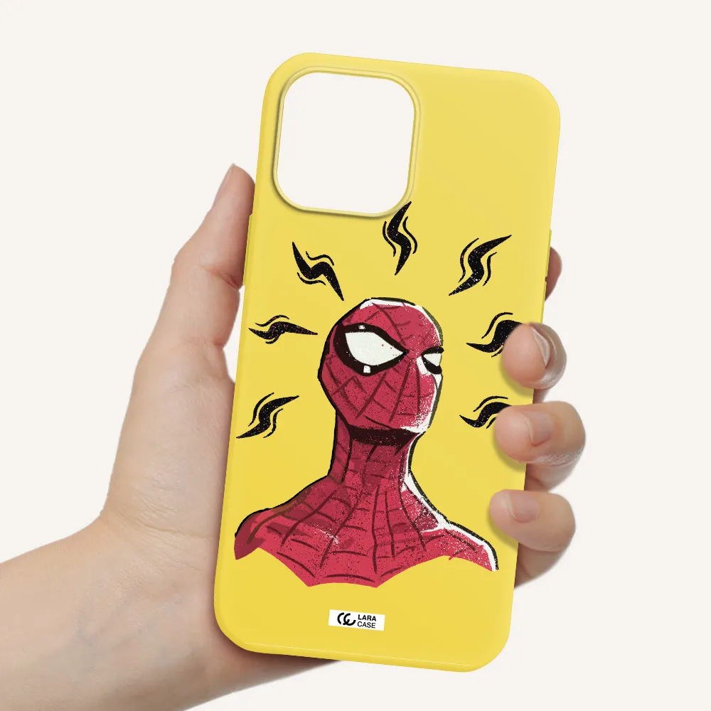 a cartoon of a red spider man Apple iPhone 13 Pro Silicone canary yellow Case