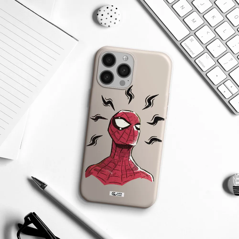 a cartoon of a red spider man Apple iPhone 13 Pro Silicone Stone Case