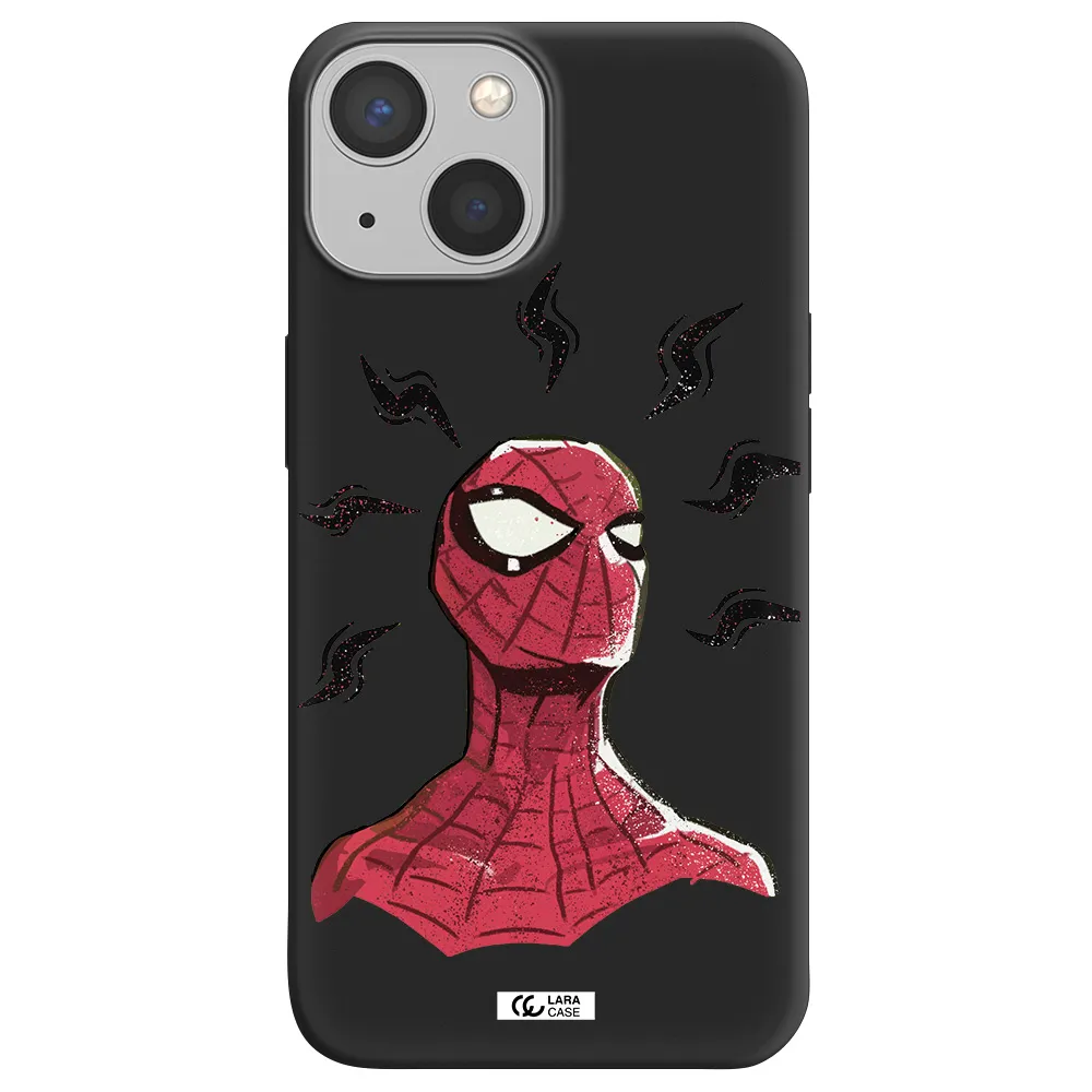 a cartoon of a red spider man Apple iPhone 13 Silicone black Case