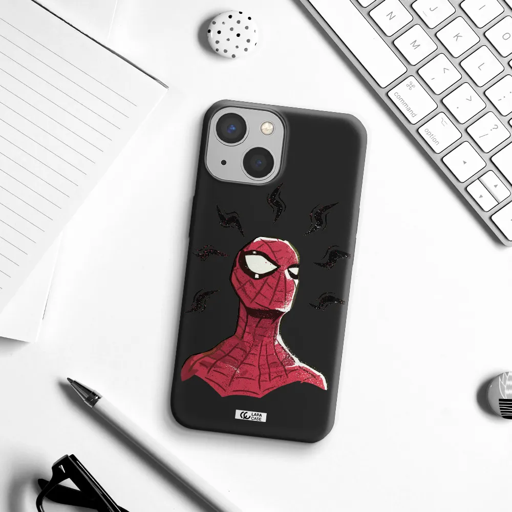 a cartoon of a red spider man Apple iPhone 13 Silicone black Case
