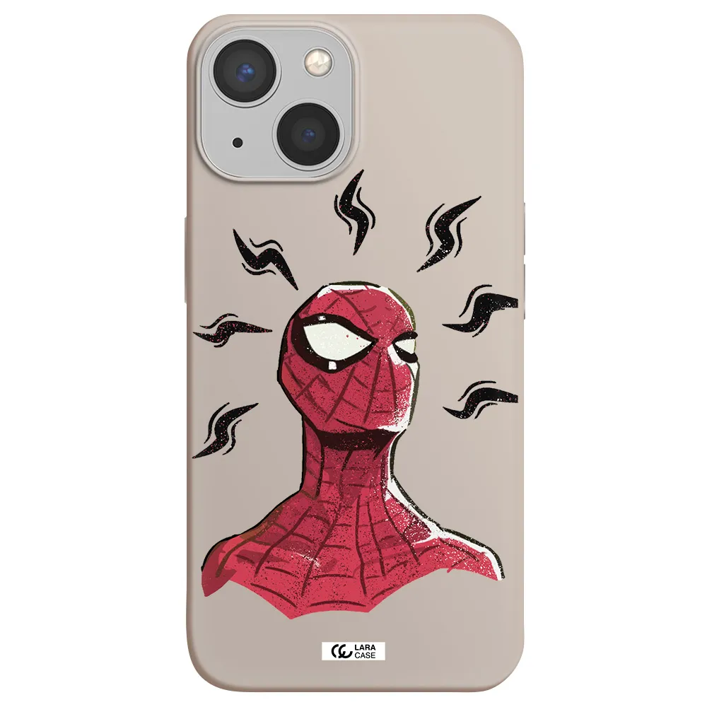 a cartoon of a red spider man Apple iPhone 13 Silicone Stone Case