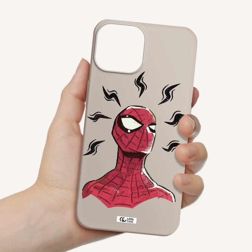 a cartoon of a red spider man Apple iPhone 13 Silicone Stone Case