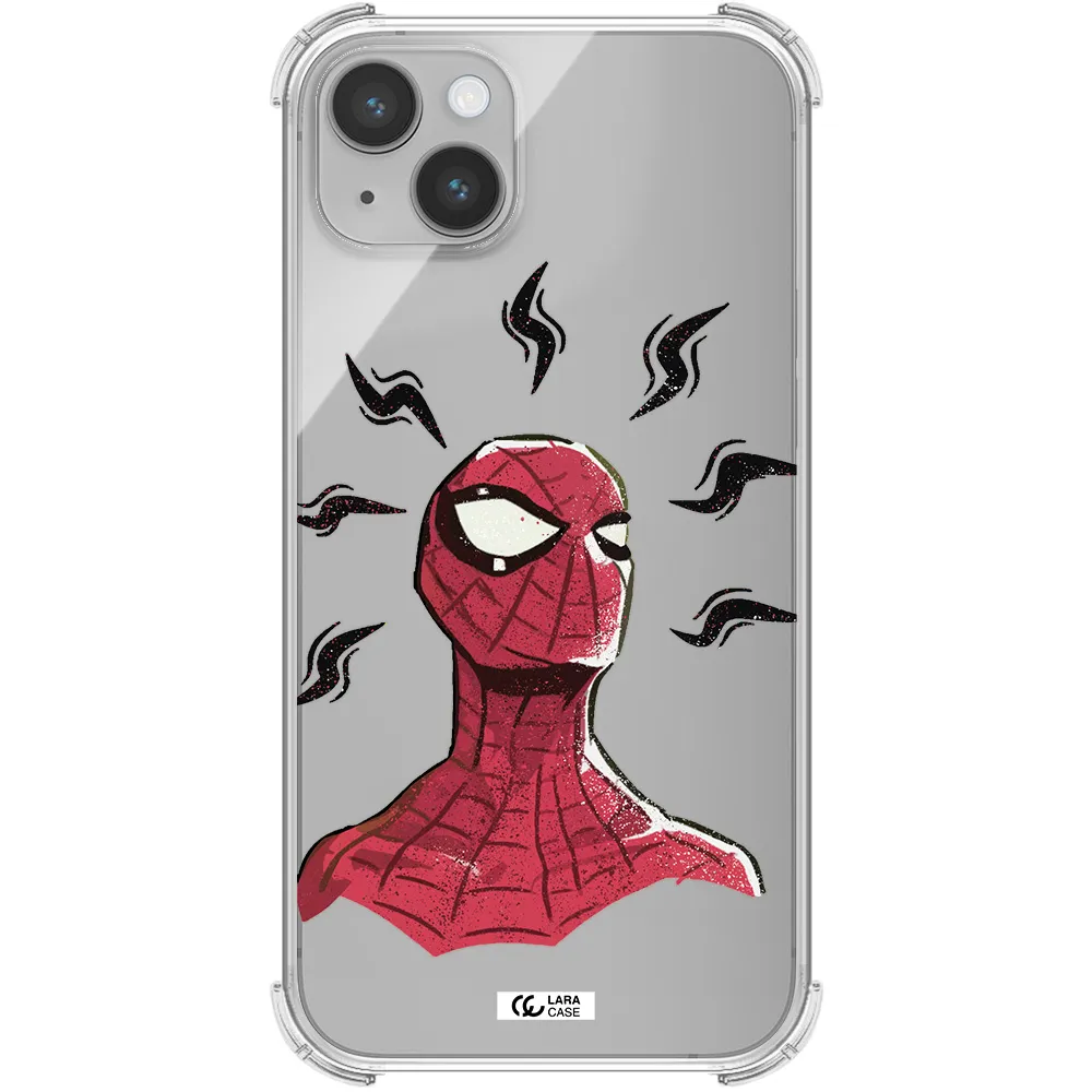 a cartoon of a red spider man Apple iPhone 14 Clear PC Case