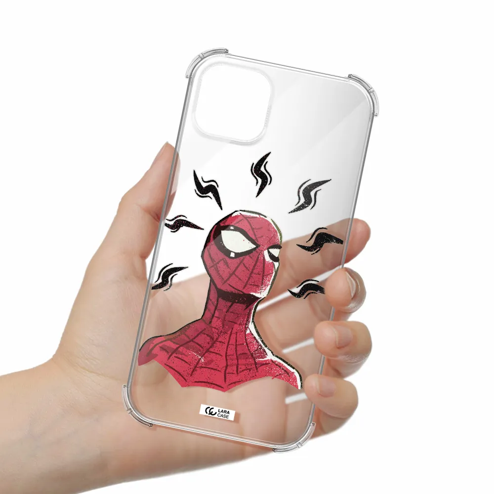 a cartoon of a red spider man Apple iPhone 14 Clear PC Case
