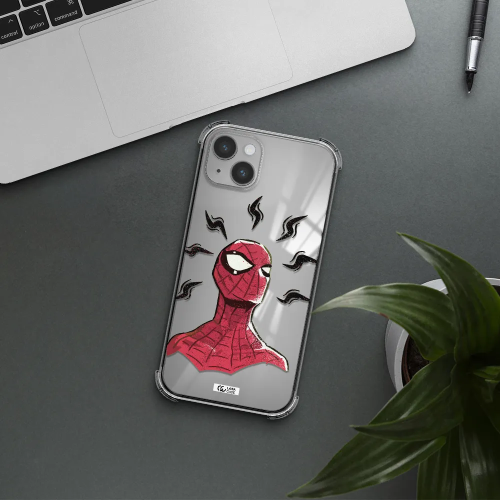 a cartoon of a red spider man Apple iPhone 14 Clear PC Case
