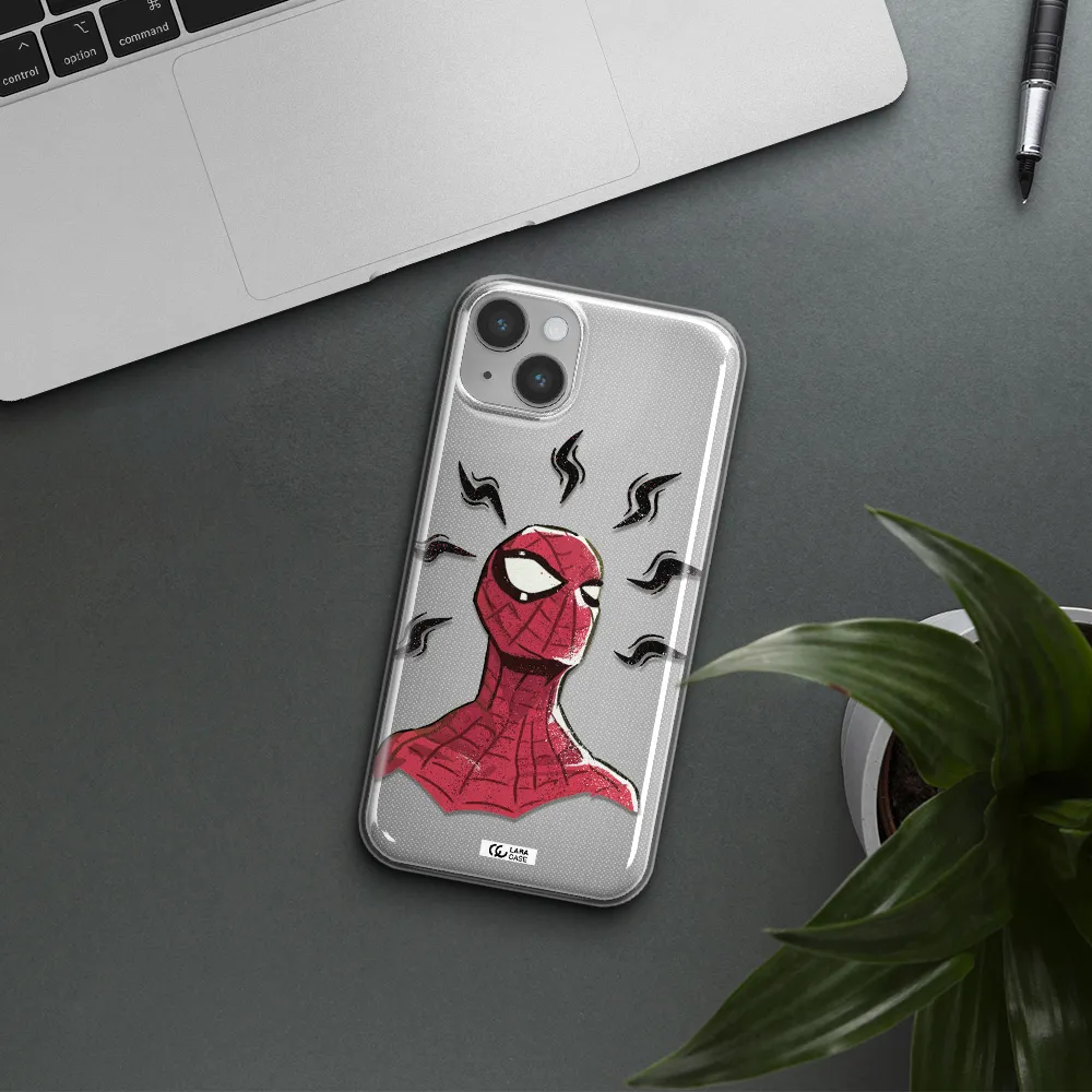 a cartoon of a red spider man Apple iPhone 14 Clear TPU Case
