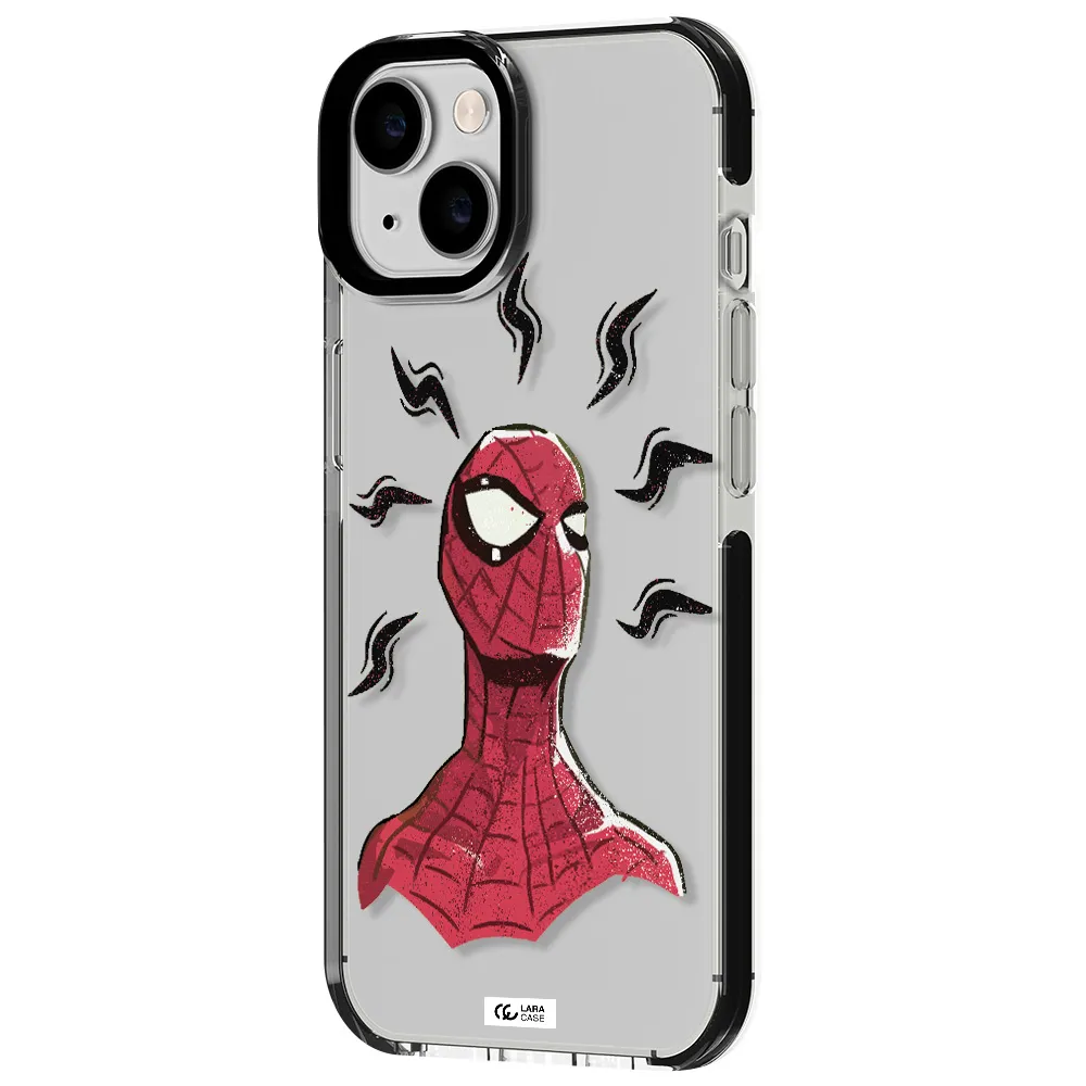 a cartoon of a red spider man Apple iPhone 14 impact black border Case