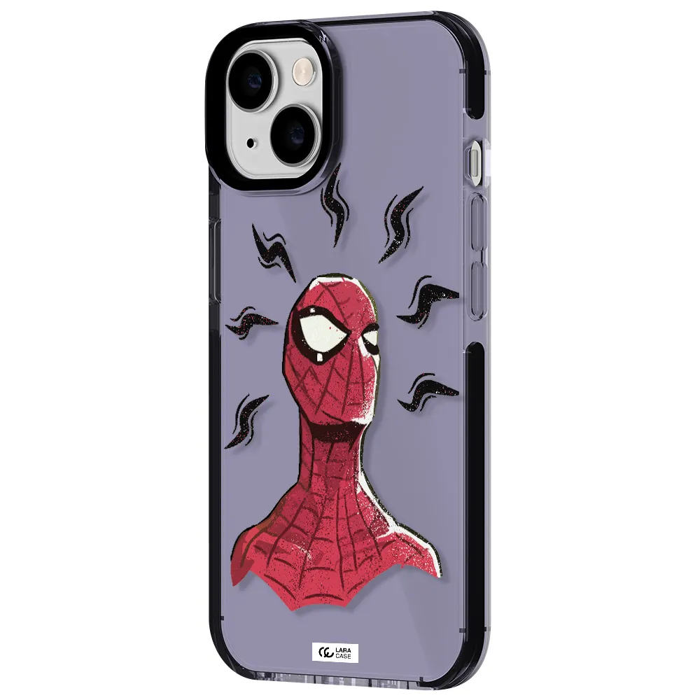 a cartoon of a red spider man Apple iPhone 14 impact Lilac Case
