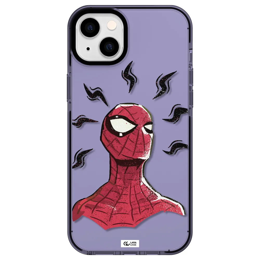 a cartoon of a red spider man Apple iPhone 14 plus impact Lilac Case
