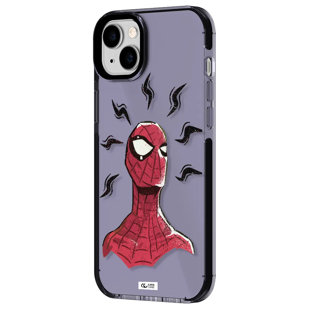 a cartoon of a red spider man Apple iPhone 14 plus impact Lilac Case