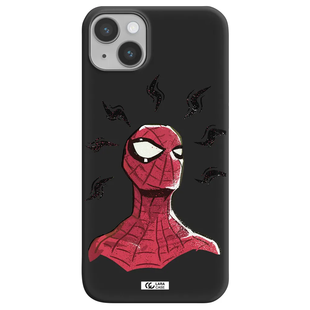 a cartoon of a red spider man Apple iPhone 14 plus Silicone black Case