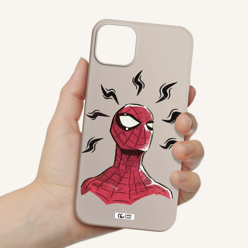a cartoon of a red spider man Apple iPhone 14 plus Silicone Stone Case