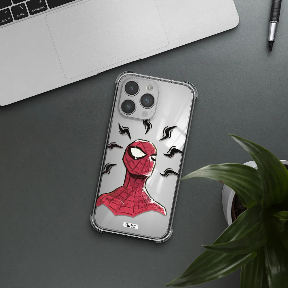 a cartoon of a red spider man Apple iPhone 14 pro Clear PC Case