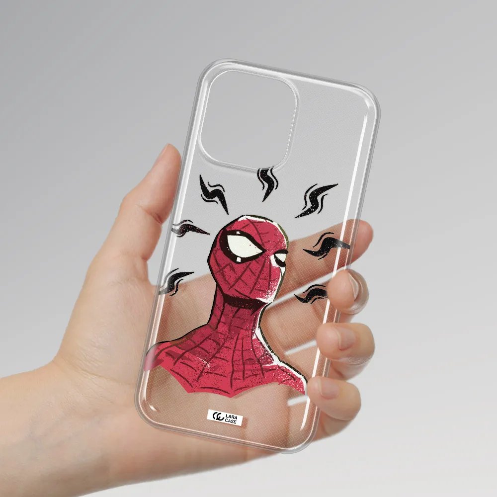 a cartoon of a red spider man Apple iPhone 14 pro Clear TPU Case