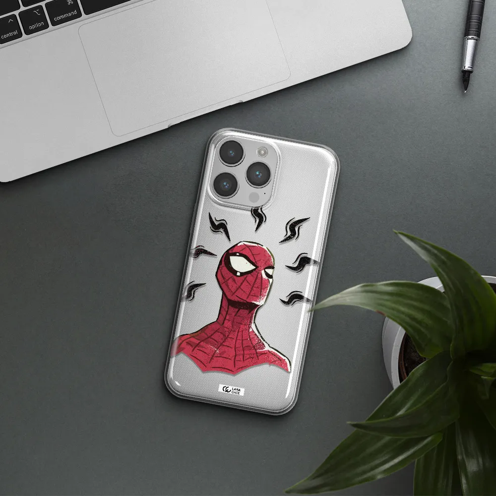 a cartoon of a red spider man Apple iPhone 14 pro Clear TPU Case