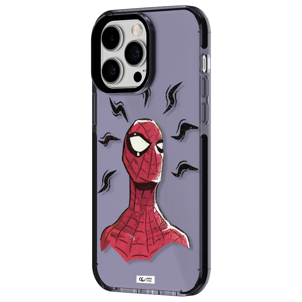 a cartoon of a red spider man Apple iPhone 14 pro max impact Lilac Case