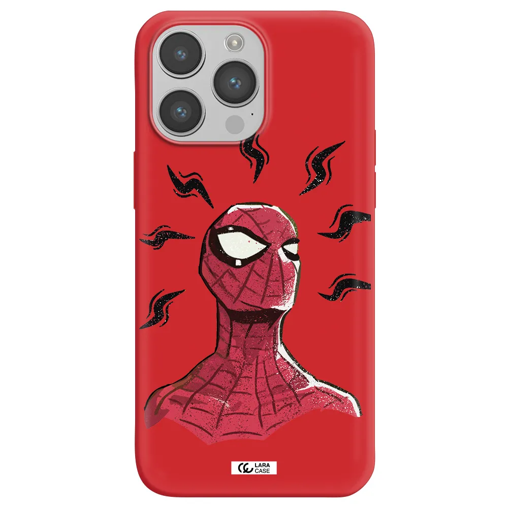 a cartoon of a red spider man Apple iPhone 14 pro max Silicone Imperial Red Case