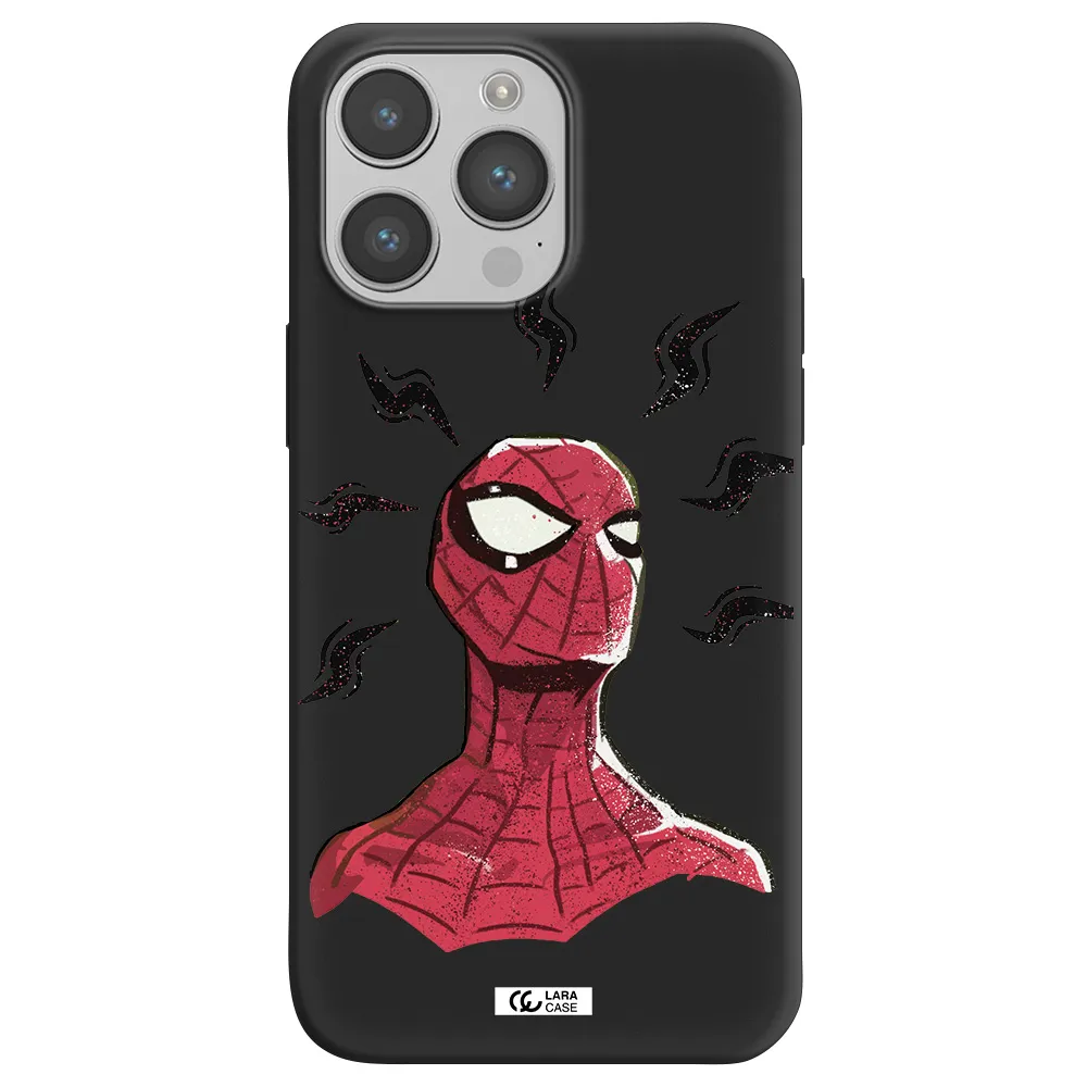 a cartoon of a red spider man Apple iPhone 14 pro Silicone black Case