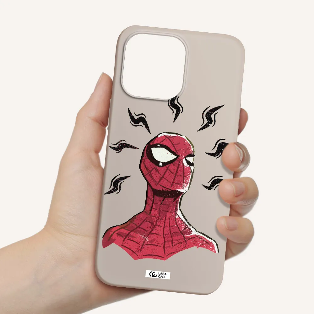 a cartoon of a red spider man Apple iPhone 14 pro Silicone Stone Case