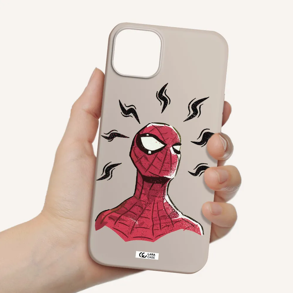 a cartoon of a red spider man Apple iPhone 14 Silicone Stone Case