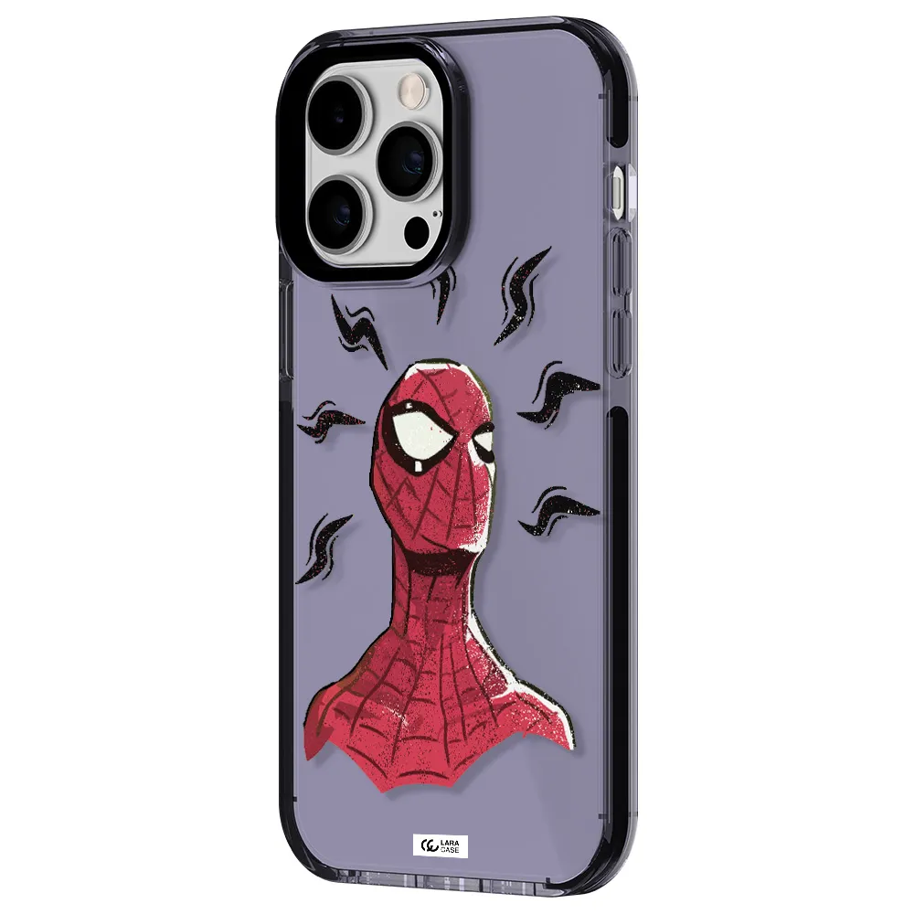 a cartoon of a red spider man Apple iPhone 15 Pro Max impact Lilac Case