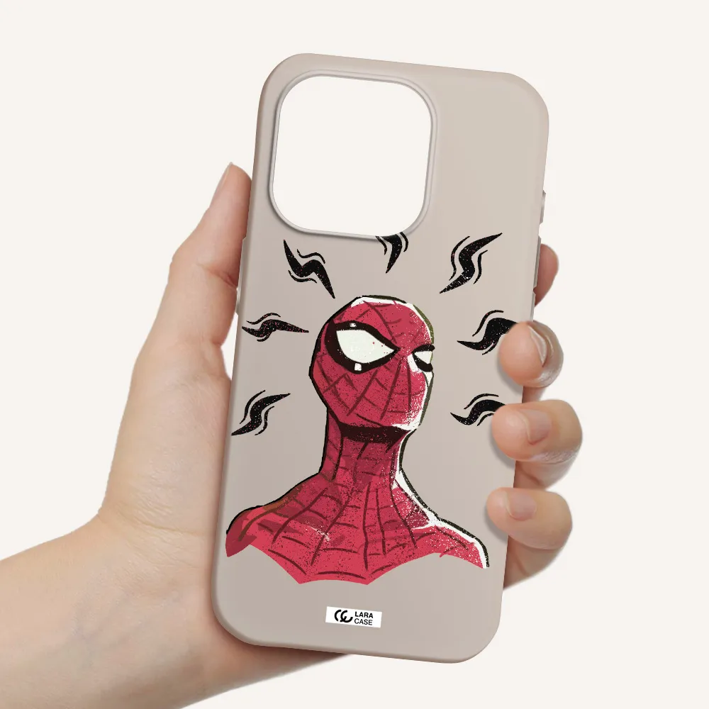 A Cartoon Of A Red Spider Man Apple Iphone 15 Pro Silicone Stone Case